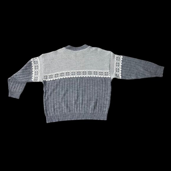 Vintage Sweater Fair Isle Size 20W American Pride USA Grey White Acrylic 1990s - Picture 3 of 8